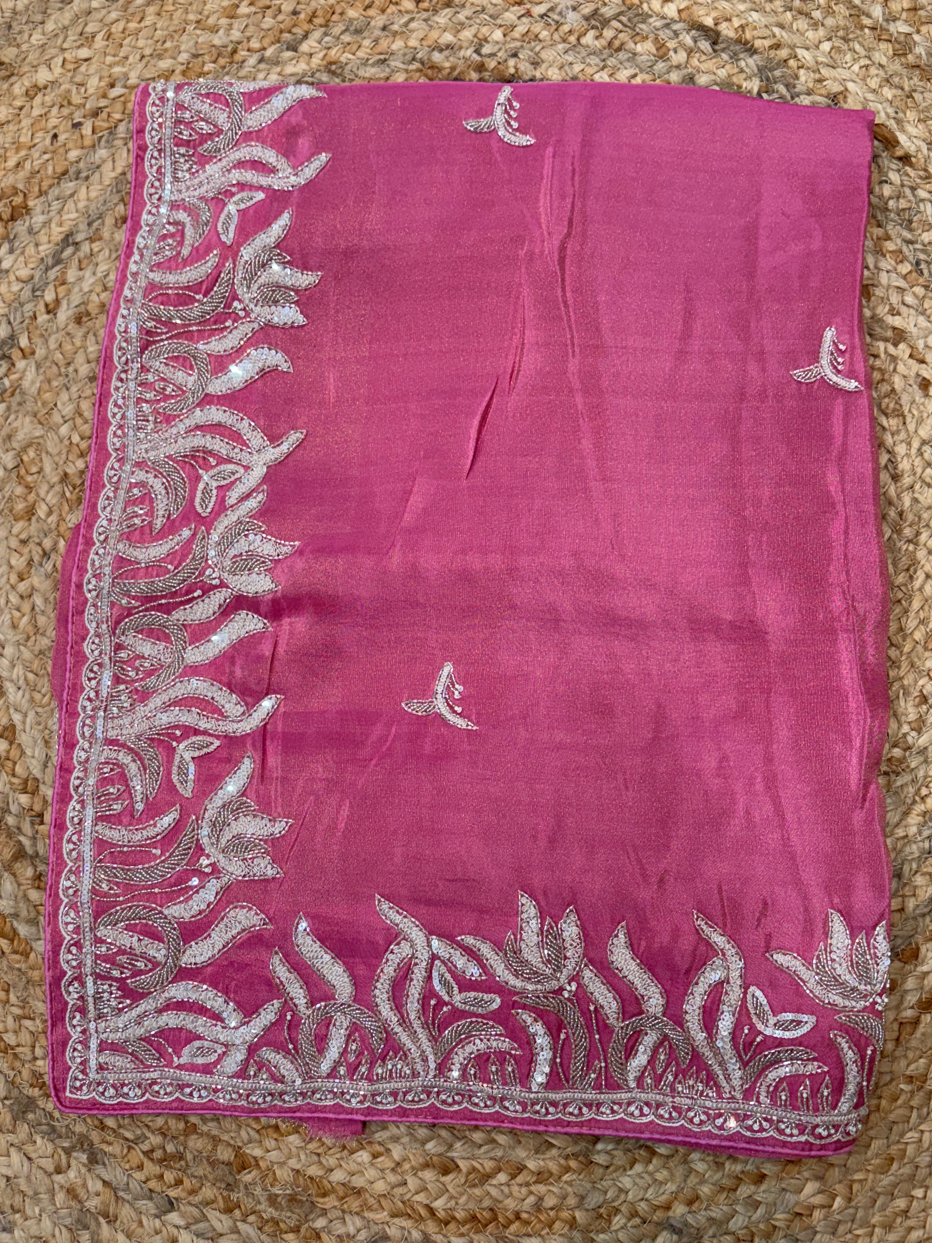 Pure Tissue Pink Saree