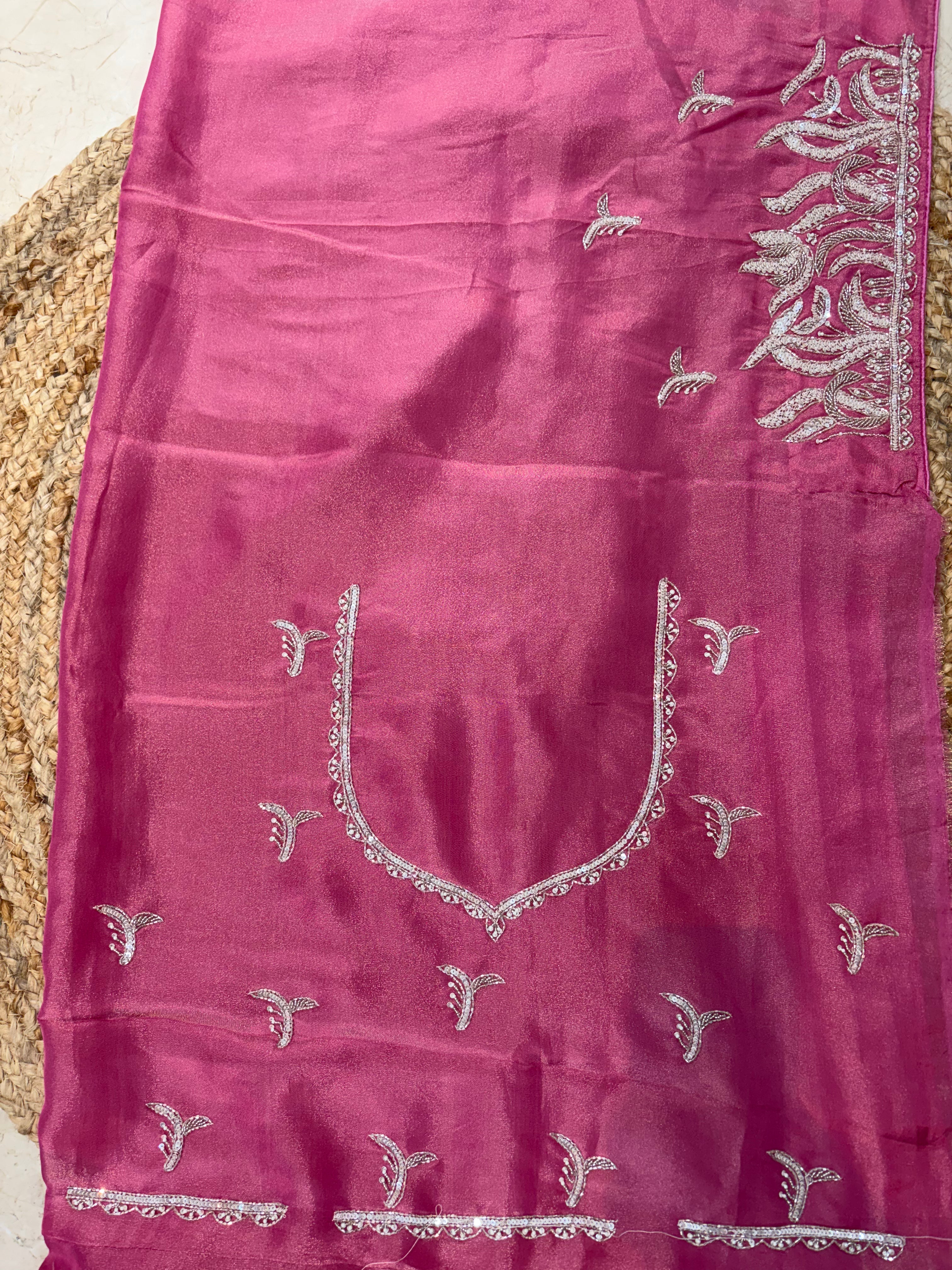 Pure Tissue Pink Saree